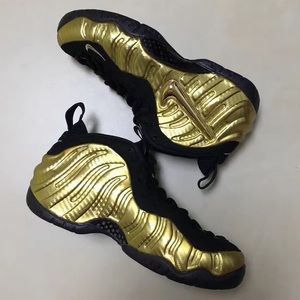 Nike foamposite gold shoes
